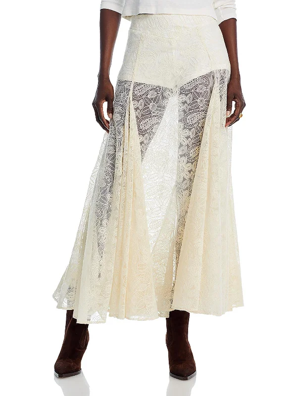 Beat Of The Moment Womens Embroidered Maxi Maxi Skirt