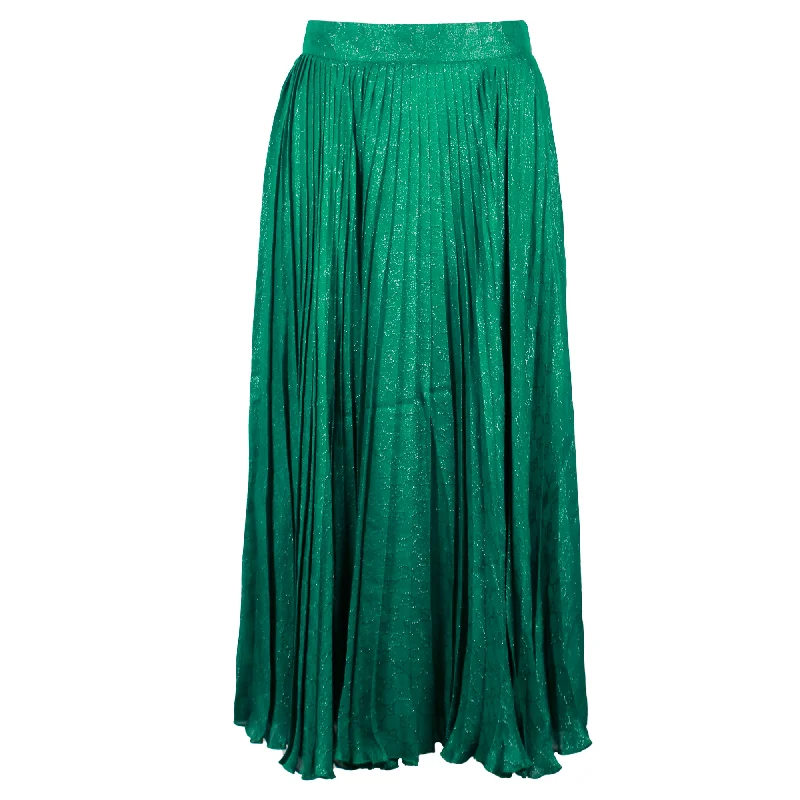 Gucci Pleated Midi Skirt in Green Polyester