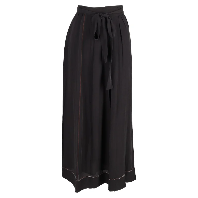 Isabel Marant Crepe Moody Embellished Wrap Maxi Skirt in Black Silk