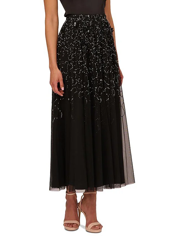 Womens Sequined Party Midi Skirt