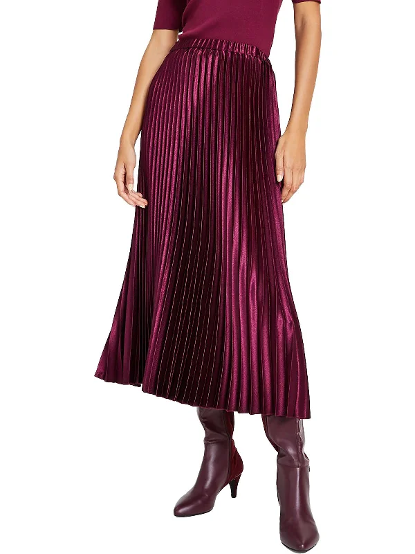 Womens Shimmer Long Pleated Skirt