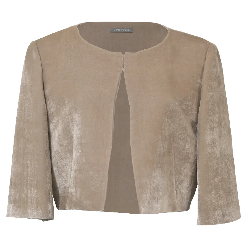 Alberta Ferretti Cropped Jacket in Beige Velvet