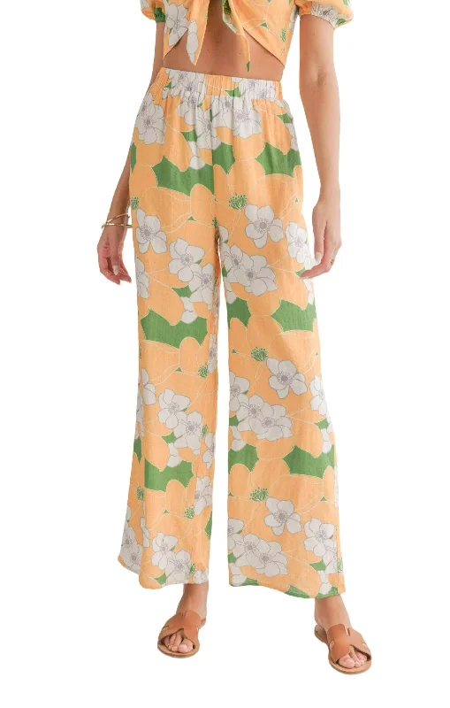 Floral Wide Leg Pants In Desert Flower