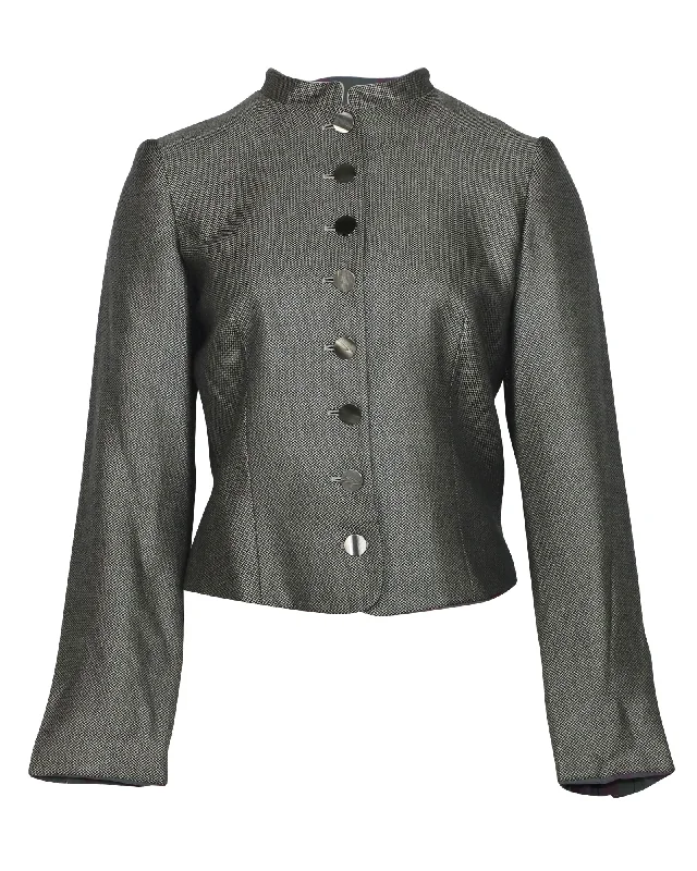 Giorgio Armani Mandarin Collar Jacket in Grey Cashmere