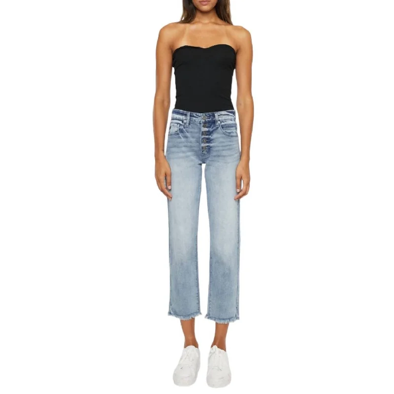 Morgana High Rise Straight Fit Jeans In Light Stone Wash