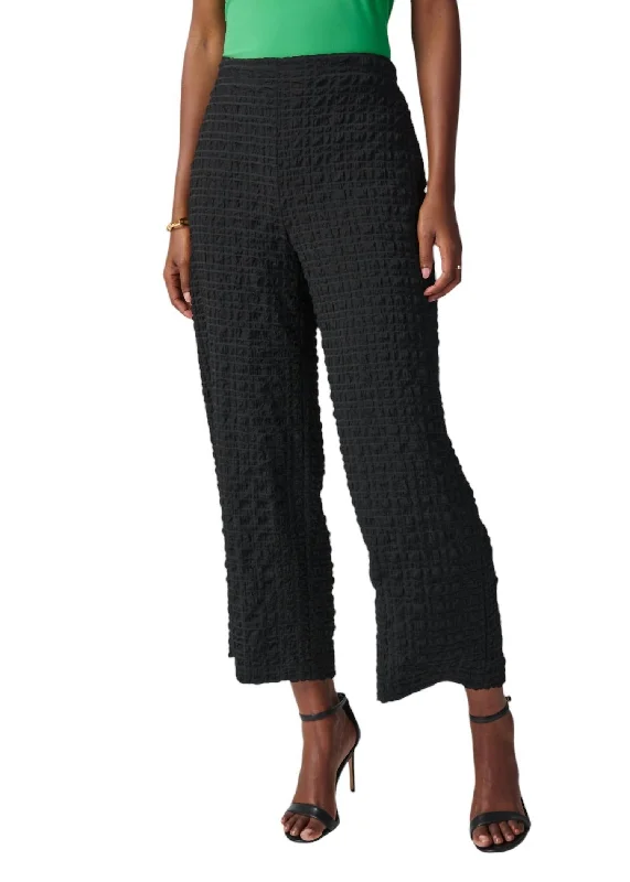 Textured And Checkered Wide Leg Pant In Black