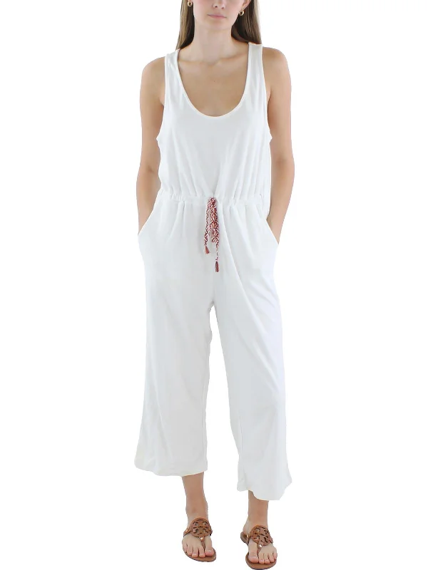 Womens Belted Cotton Jumpsuit