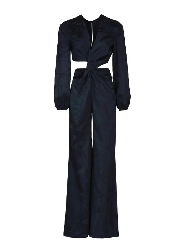 Women's Joely Jumpsuit In Navy Jacquard