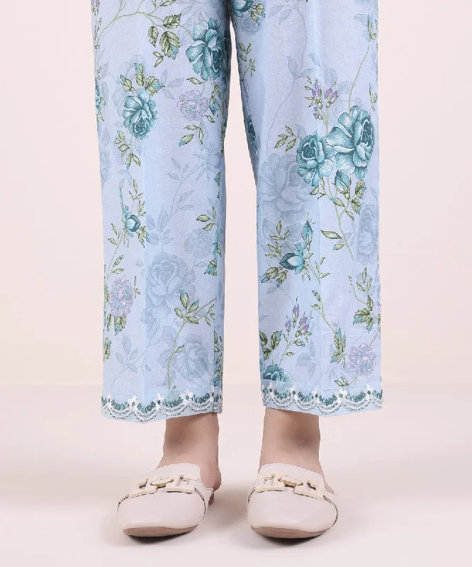 Embroidered Cambric Straight Pants