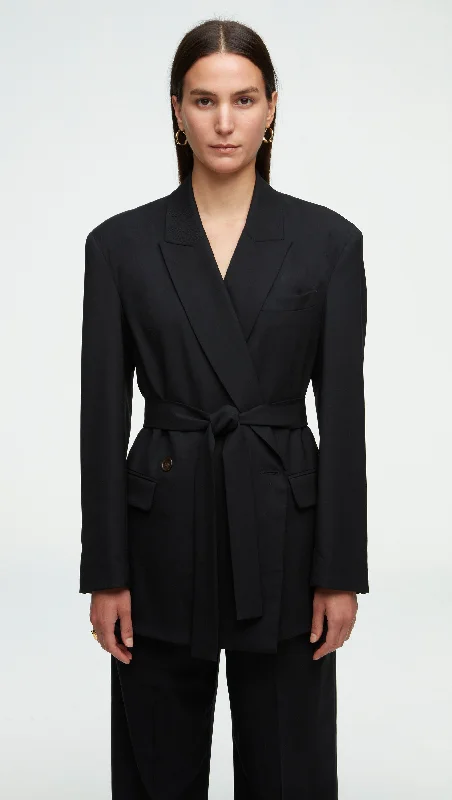 Belted Blazer in Seasonless Wool | Black