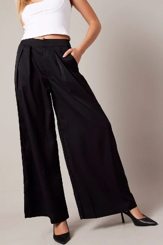 Black Wide Leg Pants High Rise