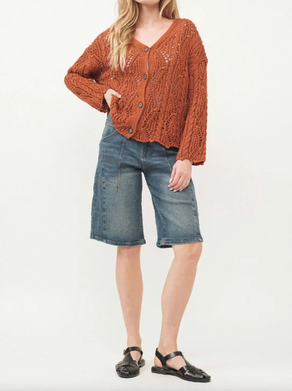 Emma Knit Cardigan In Rust