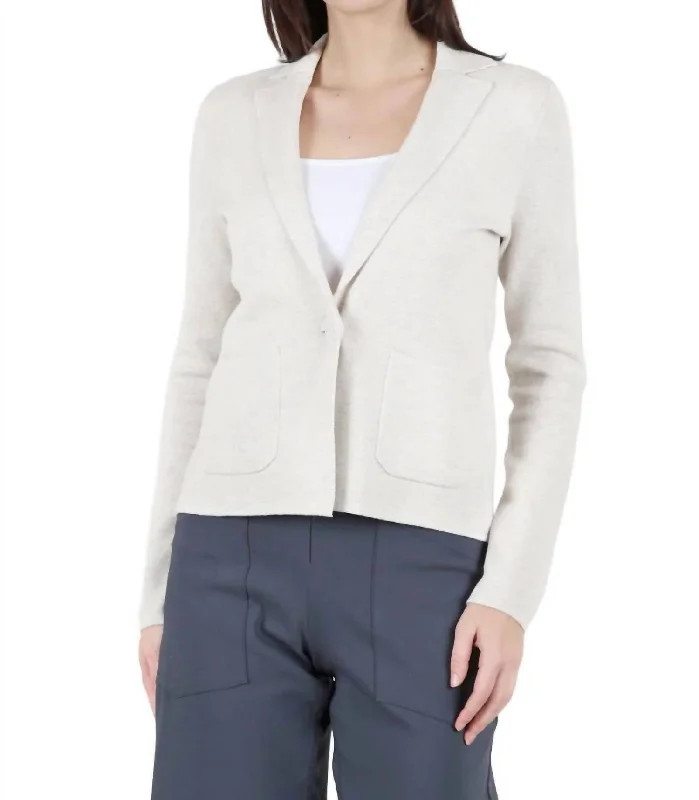 Fitted Notch Collar Cardigan In Champagne