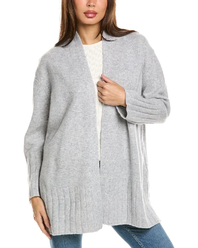 Forte Cashmere Easy High Rib Wool & Cashmere-Blend Cardigan