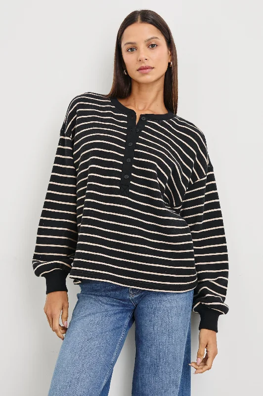 JOAN SWEATSHIRT - BLACK IVORY STRIPE