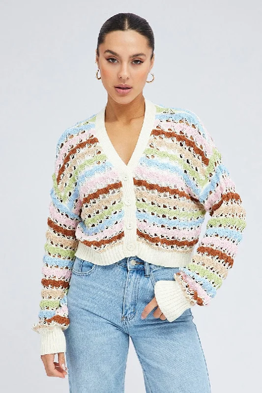 Multi Crochet Cardigan Long Sleeve