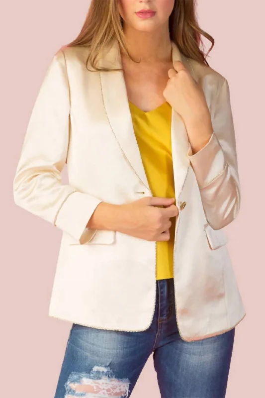 Shaw Collar Acetate Jacket In Ivory