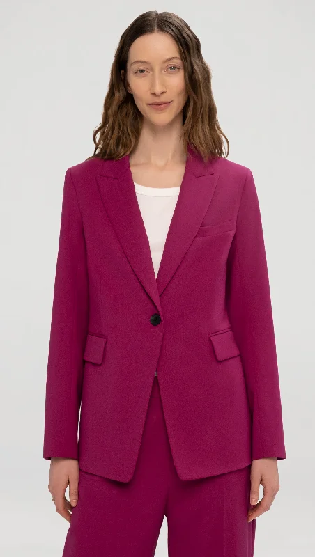 Single Button Blazer in Seasonless Wool | Magenta