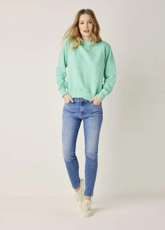 Summum Oversized Cotton Blend Turquoise Soft Sweater