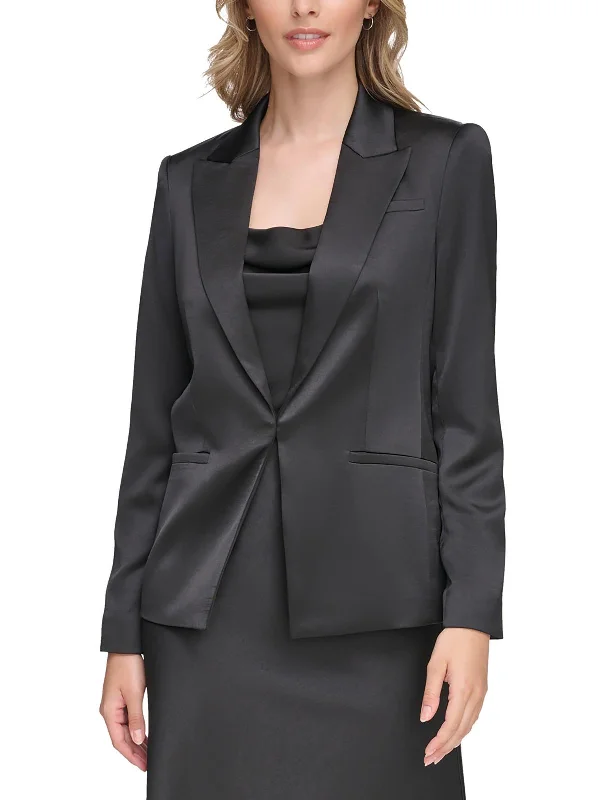 Womens Satin Suit Separate One-Button Blazer