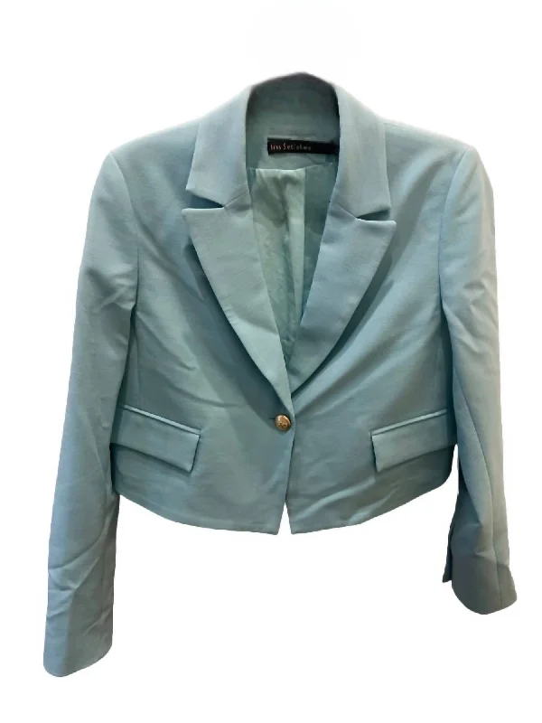 Women's Short Flap Pockets Jacket In Aqua