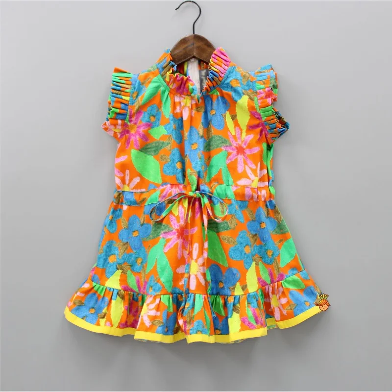 Fancy Multicolour Ruffle Bottom Dress