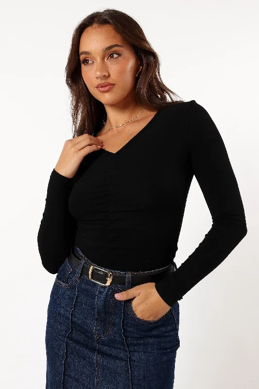 Roma Ruched Top - Black