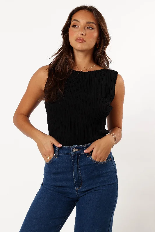 Rowie Ribbed Top - Black