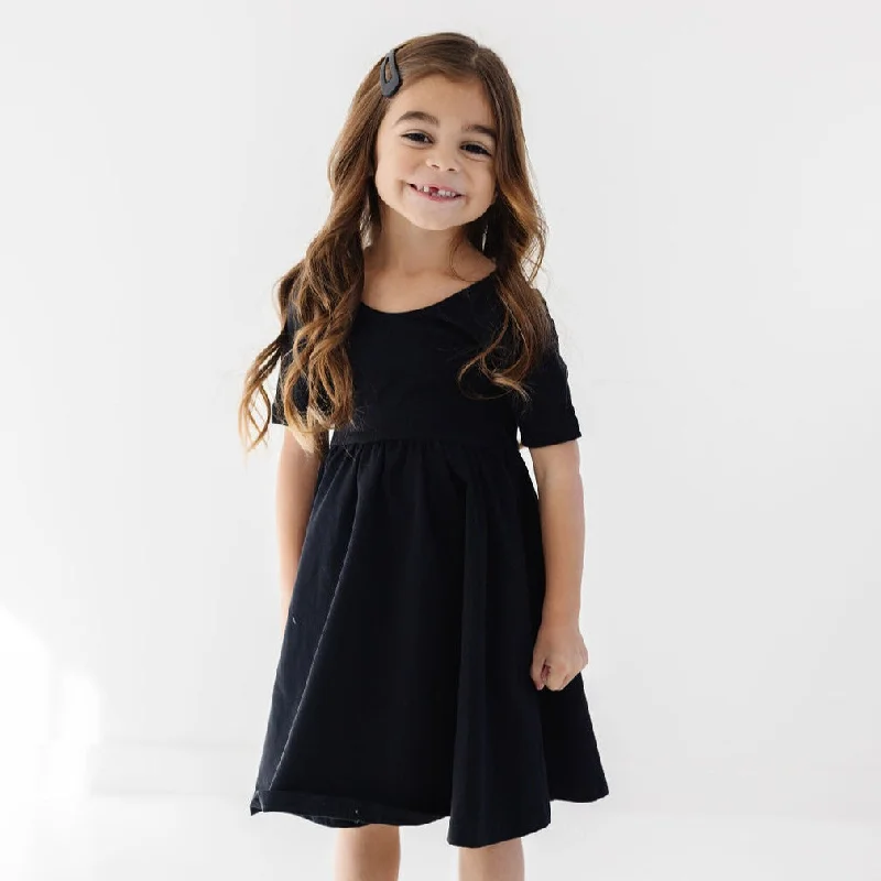 The Short Sleeve Ballet Dress in Ebony