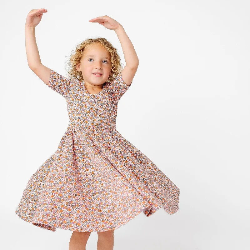 The Short Sleeve Ballet Dress in Prim Floral