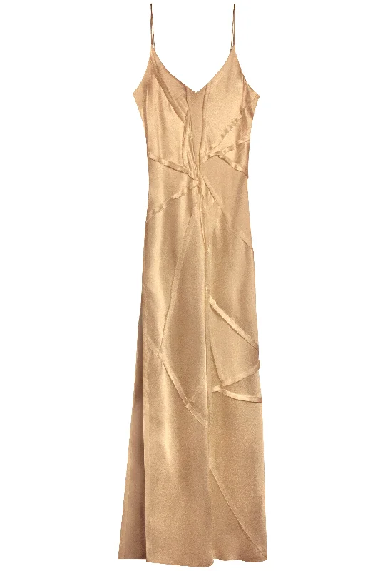 Elongated Recycled Dress with Slit - Desert