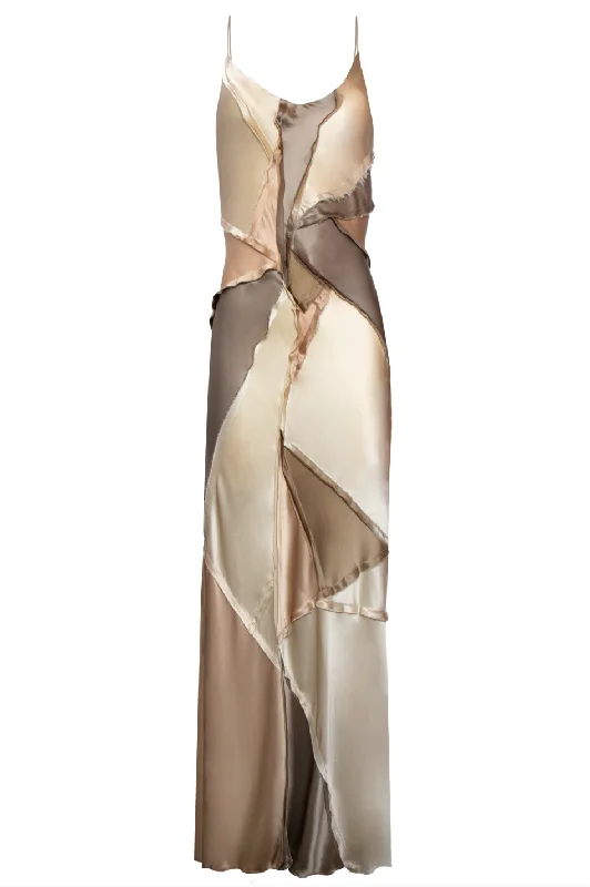 Elongated Recycled Dress with Slit - Neutral Combo