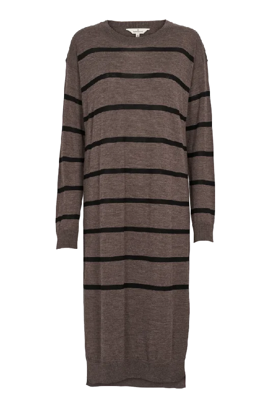 Vera Long Dress - Brown Melange / Black