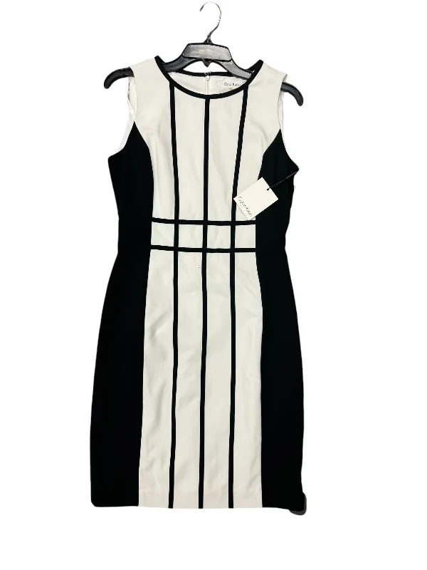 Dress Casual Midi By Calvin Klein In Black & White, Size: 6